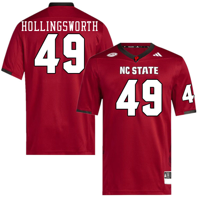 Men #49 Aiden Hollingsworth NC State Wolfpack College Football Jerseys Stitched-Red